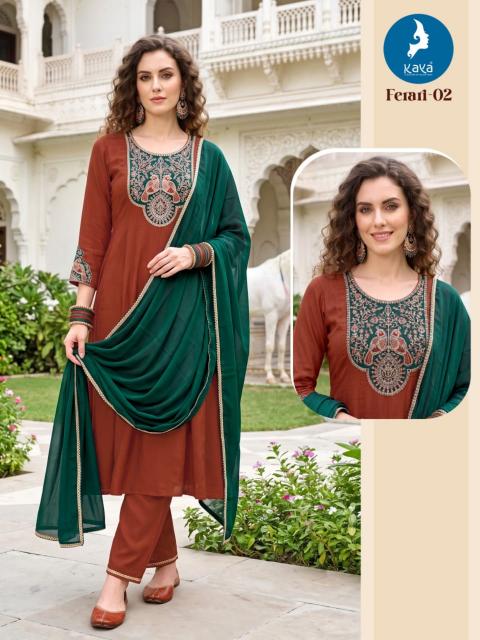 Kaya ferari anarkali 3pcs kurti leggings wholesale